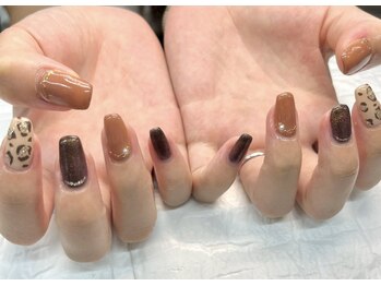 ネイルベースキュウロク(NAILBASE96)/ブラウンレオパードネイル