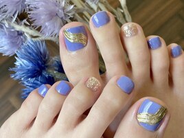パープル×ゴールドミラーネイル