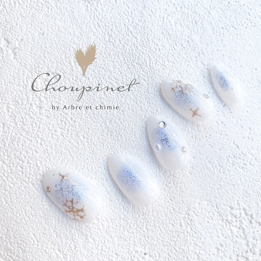 【No.259】ヘアクリップ くすみブルー×ホワイトゴールド No.259】ヘアクリップ くすみブルー×ホワイトゴールド