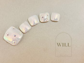 ホワイトオーロラネイル