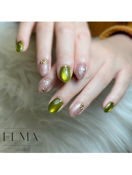 エルマネイル(ELMA nail)/桜パーツの桜餅風デザイン