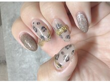 ディーエムジーネイル(DMG nail)/くすみレオパード×リングネイル