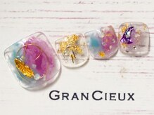 クアトログランシュ 青葉台(QUATRO×GranCieux)/クリア×塗りかけフットネイル