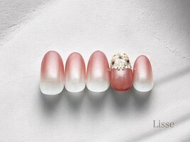 押し花フレンチ　ガーリーネイル