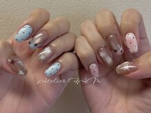 ドット×星ネイル