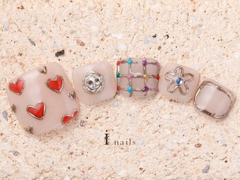 アイネイルズ 町田店(I nails)/メタリックハートフット10480円