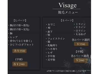 ヴィサージュ 鈴鹿サロン(Visage)/脱毛パーツ表