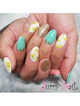ジュリーネイル 所沢店/涼しげレモン柄