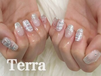 ネイルアンドまつげエクステ テラ 銀座店(Terra)/ホワイト ツイード ネイル