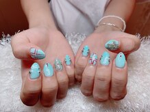 レアネイル 新宿(le'a nail)/ブルー十字架デザイン
