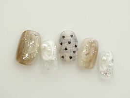 チェック×ハートネイル