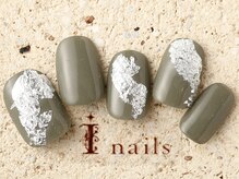 アイネイルズ 町田店(I nails)/銀箔スモーキーカーキ 7480円