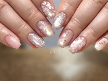 スイ 国分寺(SUI.)の写真/特別な日を彩る手描きartとキレイめニュアンスネイル！華やかな指先◎