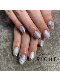 マグネットガラスフレンチネイル