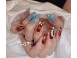 持ち込みネイル　秋べっ甲ネイル