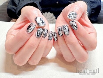 ヒールネイル(heal nail)/white×black×もやもや~