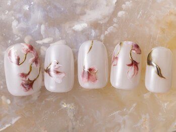 アイネイルズ 吉祥寺店(I nails)/ボルドー手描き繊細フラワー