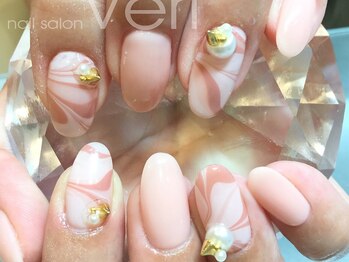 ネイルサロン べルフ(nail salon Verf)/ベージュ ウォーターマーブル