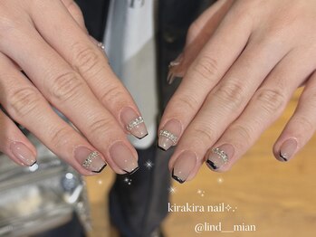 リンドネイル バイ モカ アンド ララ(Lind nail by moca and LaLa)/【mian】細フレンチネイル