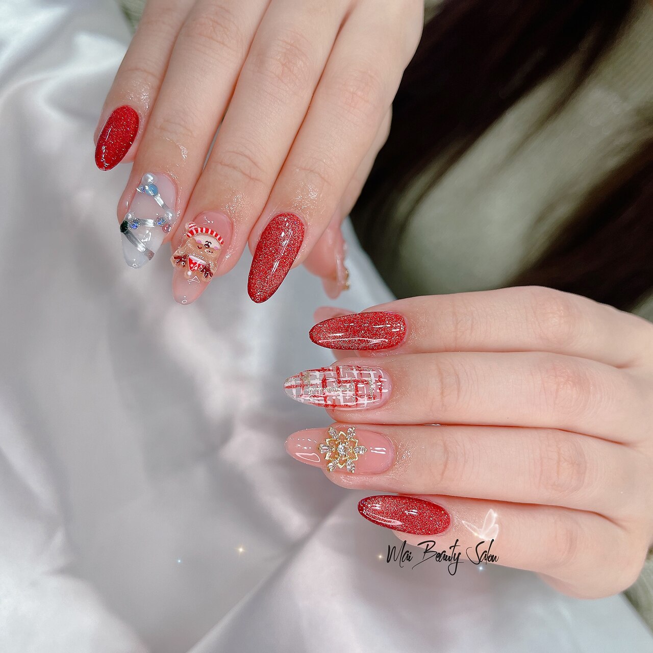 オーダー専】 冬 ツイード 量産型 千鳥柄 シルバー クリスマス