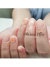キイコネイル(kiiko.nail)/シンプルお花ネイル