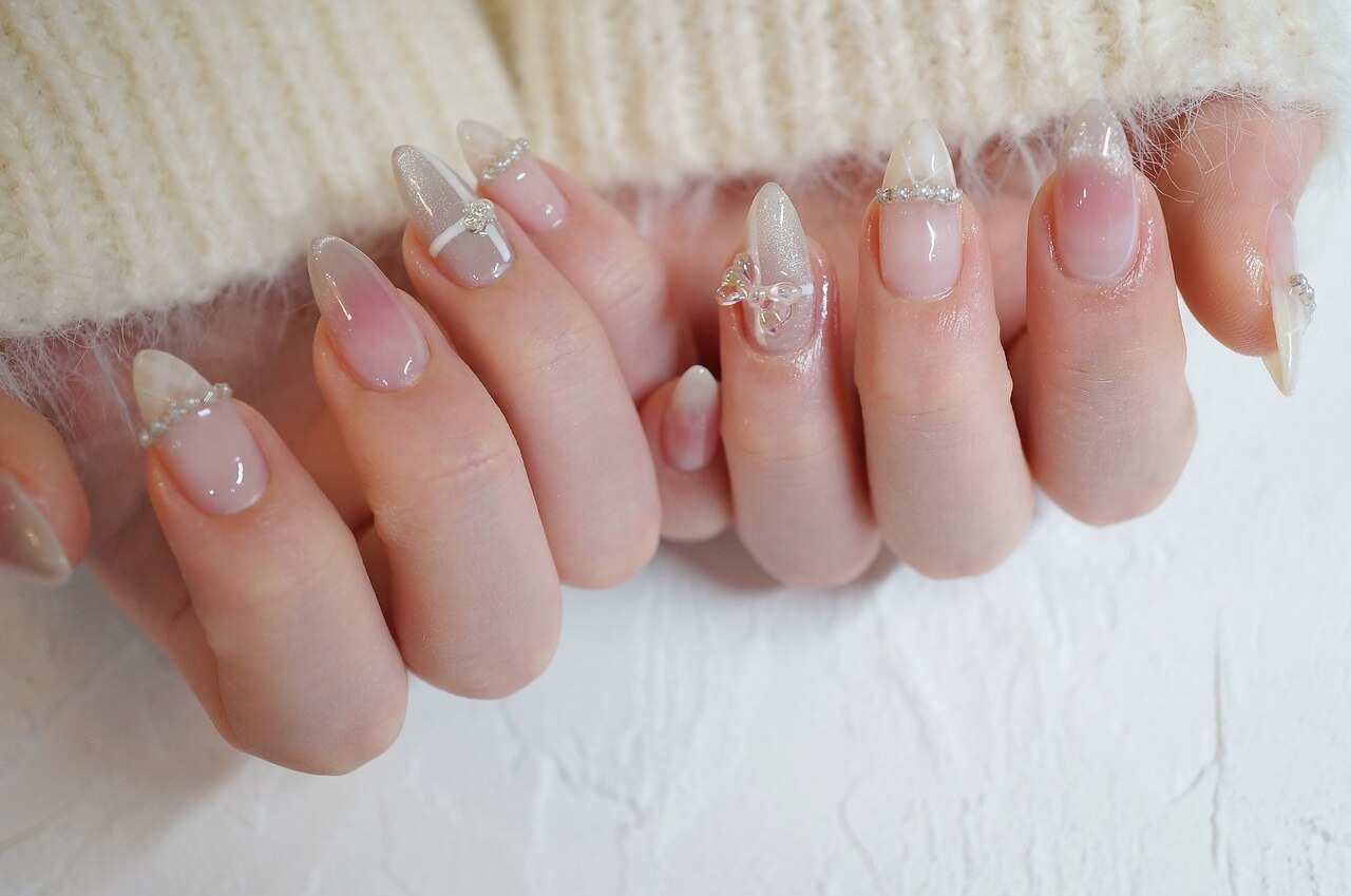 チーク＆チェックネイル：PG011206081｜ネイル フライガール(nail FLY