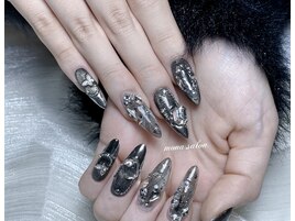 クロム ネイル パーツ 黒 ミラー