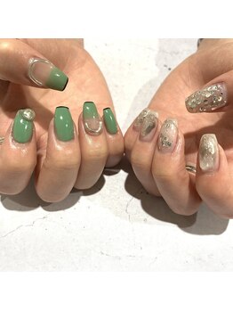 ネイル アヴァンス JR和歌山店(Nail AVANCE.)/green×silver