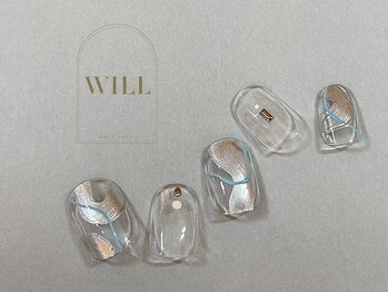 メタリックラインアートネイル