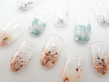 ネイルサロン クイール 小山店(NAIL SALON QUILL)/ラメ×ぬりかけマーブル