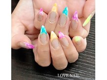 ラブネイル(LOVE NAIL)/ネオンマーブルフレンチスカルプ