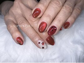 赤ハートネイル