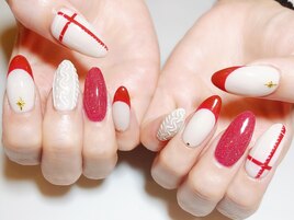 赤カラークリスマスネイル
