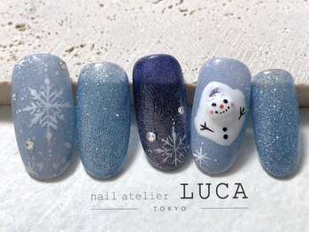 ネイルアトリエルカ(nail atelier LUCA)/W-513 雪の結晶×雪だるまネイル