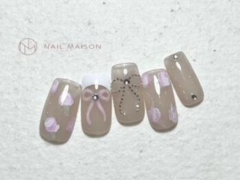 ネイルメゾン 梅田(NAIL MAISON)/ピンクリボンバラくすみカラー