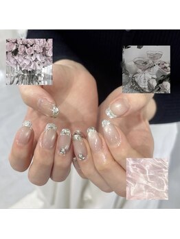 Nailsalon Mofume【ワンホン/パラジェル&フィルイン】/ガラスフレンチ