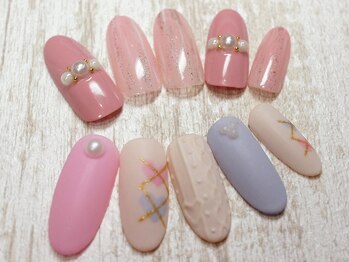 ネイルサロン マハロ 横浜四季の森フォレオ店(Nail Salon Mahalo)/アーガイル×ハート×ニット