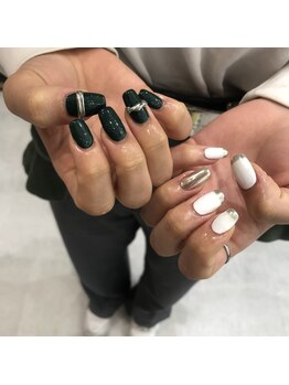 コルソケーツー 梅田茶屋町(corso k-two)/リングネイル×ミラーフレンチ