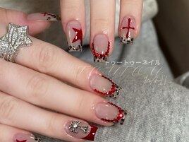 ヒョウ柄x赤xフレンチxストーン