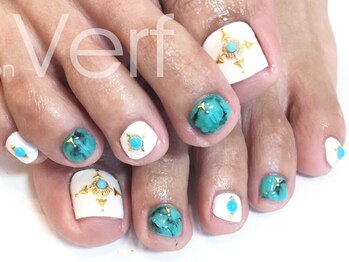 ネイルサロン べルフ(nail salon Verf)/ターコイズ×天然石ネイル