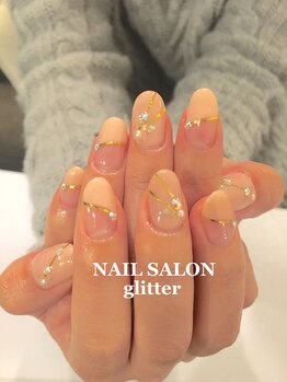 ネイルサロン グリッター(NAIL SALON glitter)/大人ななめフレンチネイル
