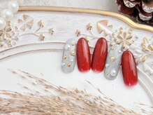 ネイルサロン&スクール ジーナ(GINA)/シルバー×赤