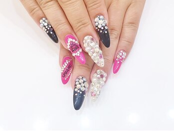 ネイルコレクション ピンク(Nail Collection Pink)/ジェル付放★ストーン埋め尽くし