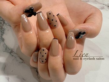 リアン(Lien)/ブラウン×ドットリボン