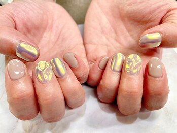 ネイルアンドまつげ リュフェール 五反田(Nail Lufaire)/メタリックオーロラネイル