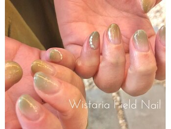 ウィスタリアフィールドネイル MONAD店(WISTARIA FIELD)/グリーン グラデ ストーン