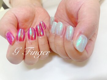 ジーフィンガー 大井町店(G Finger)/アシメ☆ミラーオーロラネイル♪