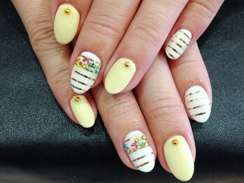 ガーリーワンカラー+ストライプ