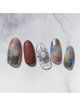 アラ ウィー ナッティー ネイル 北千住店(Aala wi Natty nail)/ミラーフレンチ×マーブル