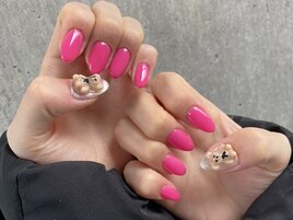 ピンク×クマさんネイル